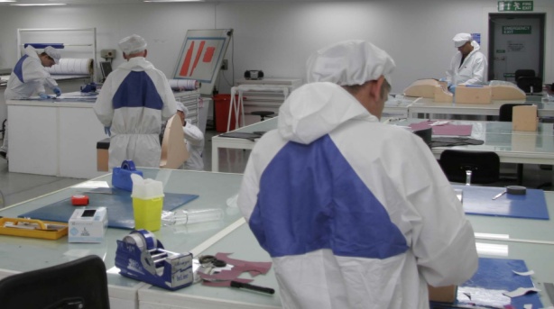 Composite technicians working in the Formtech Cleanroom